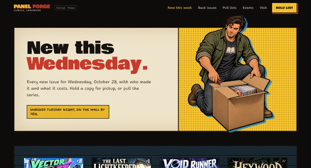 The New this week page of the Panel Forge site.
