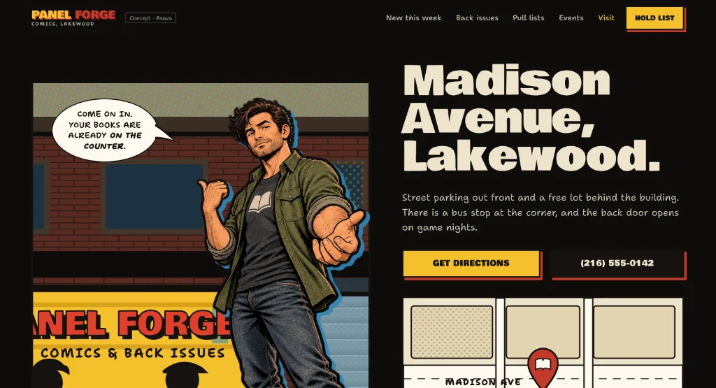The Visit page of the Panel Forge site.