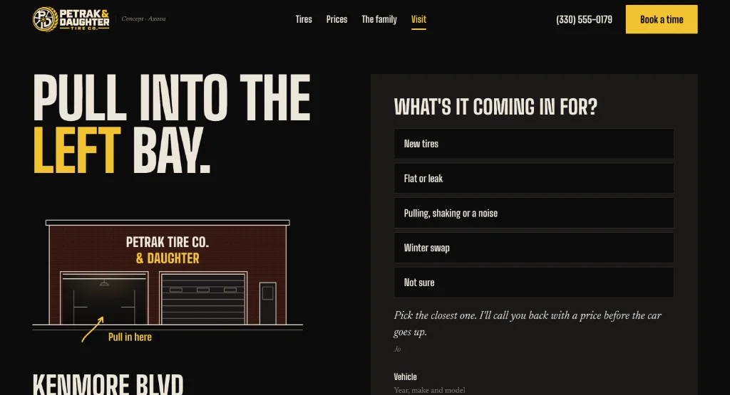 The Visit page of the Petrak & Daughter site.